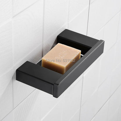 Matte Black Bathroom Hardware Towel Rack Shelf Hook