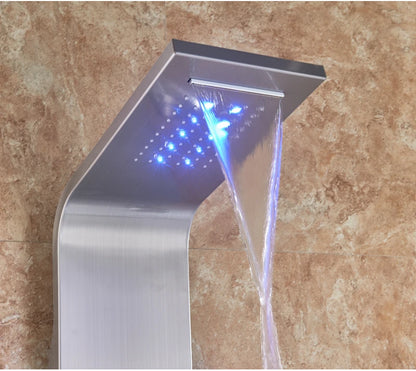 Led Light Shower Faucet Bathroom Waterfall Rain Black