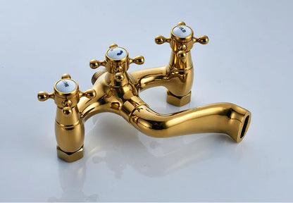 Rozin Retro Style Brass Bathtub Shower Faucet Dual