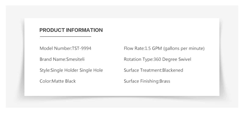 Smesiteli Faucets Round Matte Black Brass Handle Hole