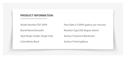 Smesiteli Faucets Round Matte Black Brass Handle Hole