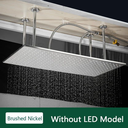 Rozin Led Matte Black Shower Head 40 80cm