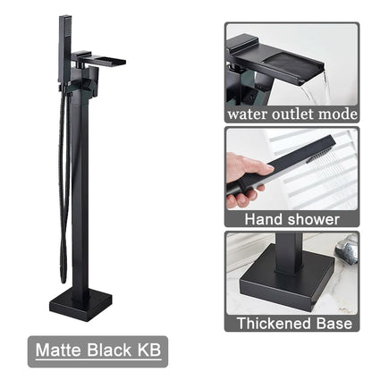 Shbshaimy Golden Floor Bathroom Bathtub Faucet Handshower Cold