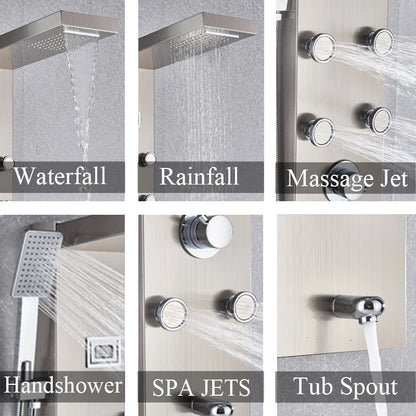 Black Bath Shower Thermostatic Mixer Shower Panel Rainfall