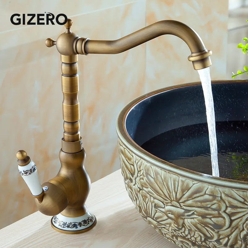 Antique Retro Faucet Basin Mixer Bathroom Cold Water