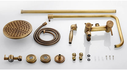Antique Rain Shower Faucets Hand Brass Wall Mounted