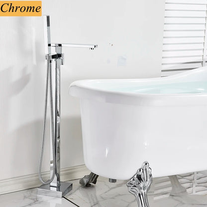 Shbshaimy Golden Floor Bathroom Bathtub Faucet Handshower Cold