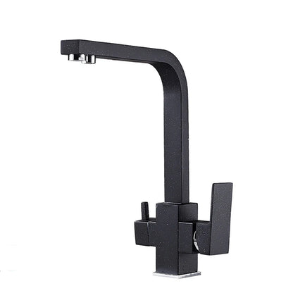 Contemporary Brass Matte Black Square 3-Way Purified Sink