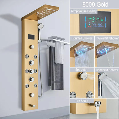 Led Light Shower Panel Waterfall Rain Digital Display