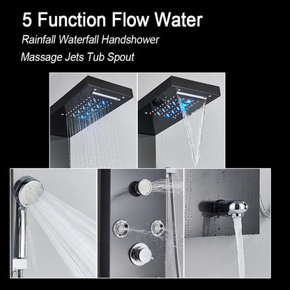 Led Light Shower Panel Waterfall Rain Digital Display