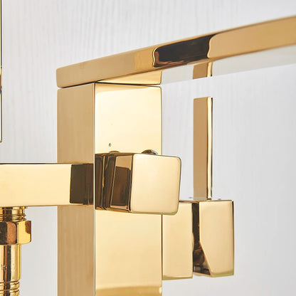 Shbshaimy Golden Floor Bathroom Bathtub Faucet Handshower Cold