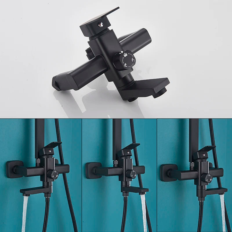Matte Black Bathroom Shower Faucet 8/10/12inch Wall Mount