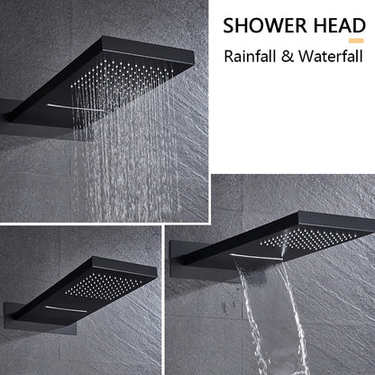 Rozin Matte Black Thermostatic Shower Faucet Wall Mount