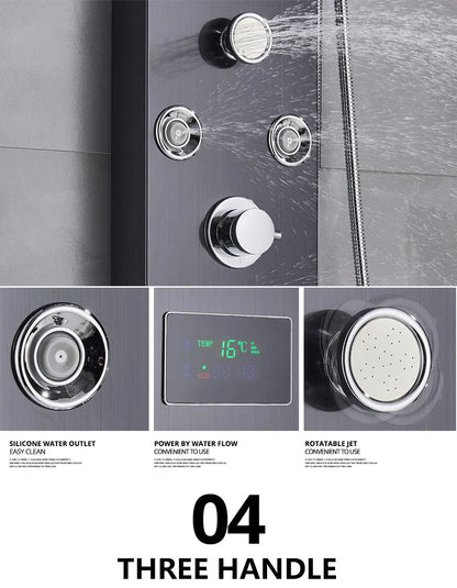 Luxury Black/Brushed Bathroom Shower Faucet Led Rainfall Shower