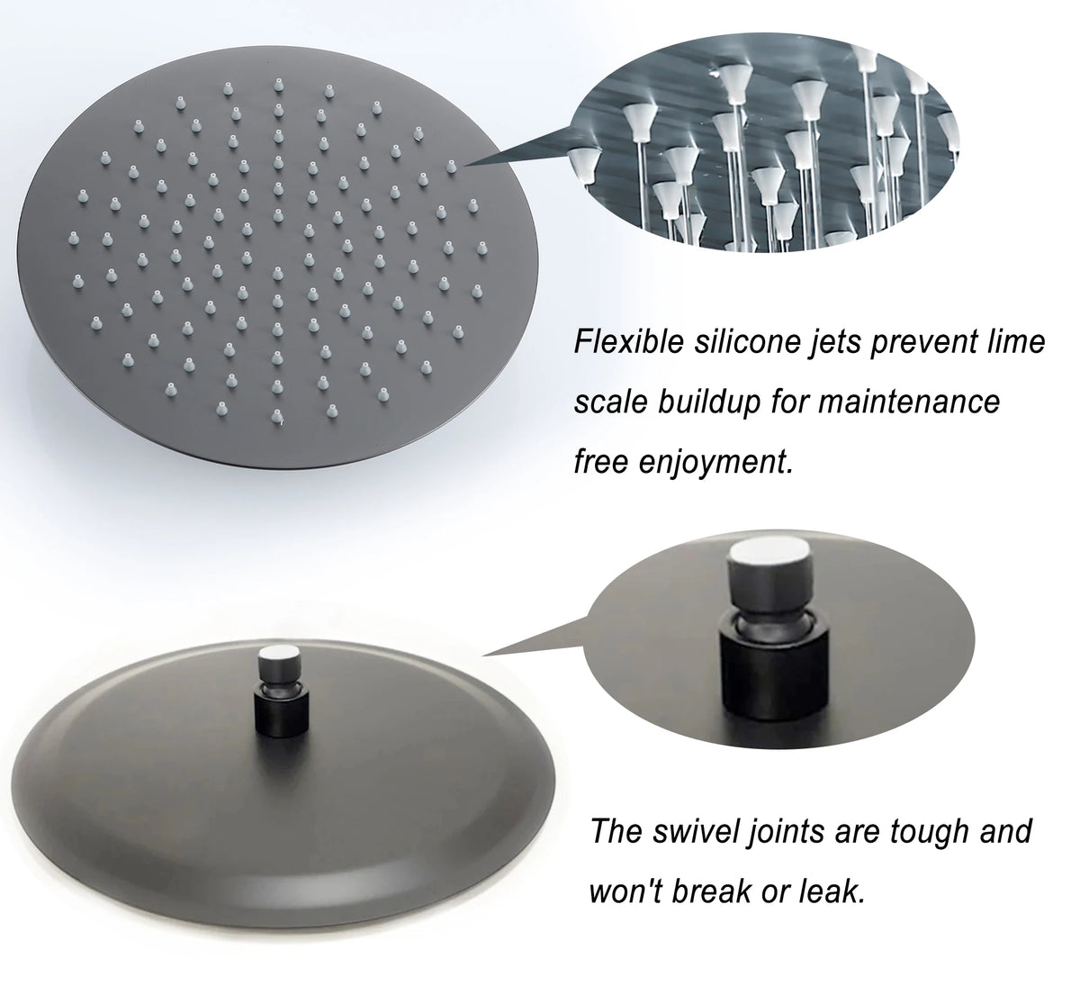 Bagnolux Gun Gray Bath Shower Brass Head Rianfall