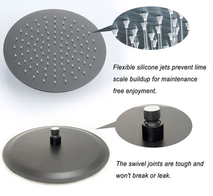 Black Bathroom Shower Faucet Wall Mount Rainfall Shower