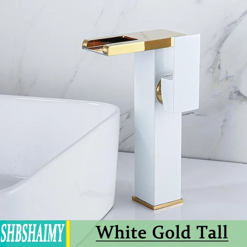 Bathroom Hydropower Led Waterfall Faucet Sink Basin Mixer