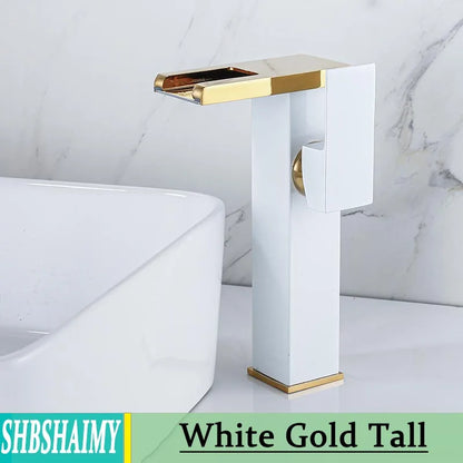 Bathroom Hydropower Led Waterfall Faucet Sink Basin Mixer