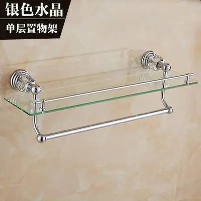 Brass Shower Shelf Toilet Paper Holder Silver Crystal