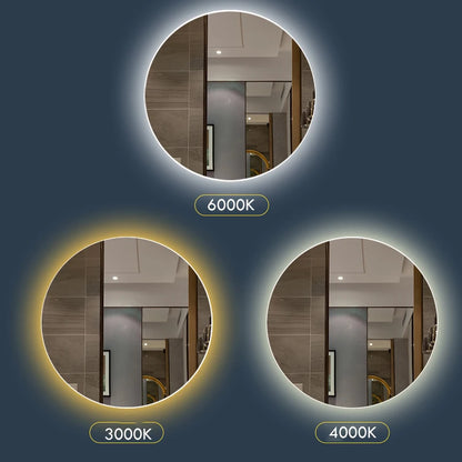 40/50/60cm Round Smart Led Bathroom Mirror Color Adjustable