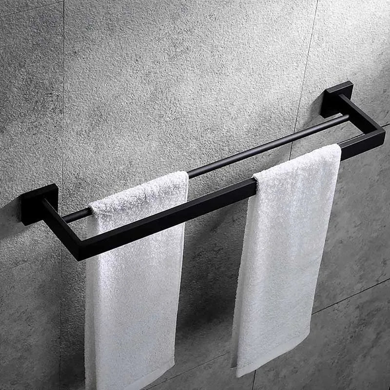 Black Bathroom Stainless Steel Wall Rack Towel Rack