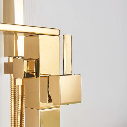 Shbshaimy Golden Floor Bathroom Bathtub Faucet Handshower Cold