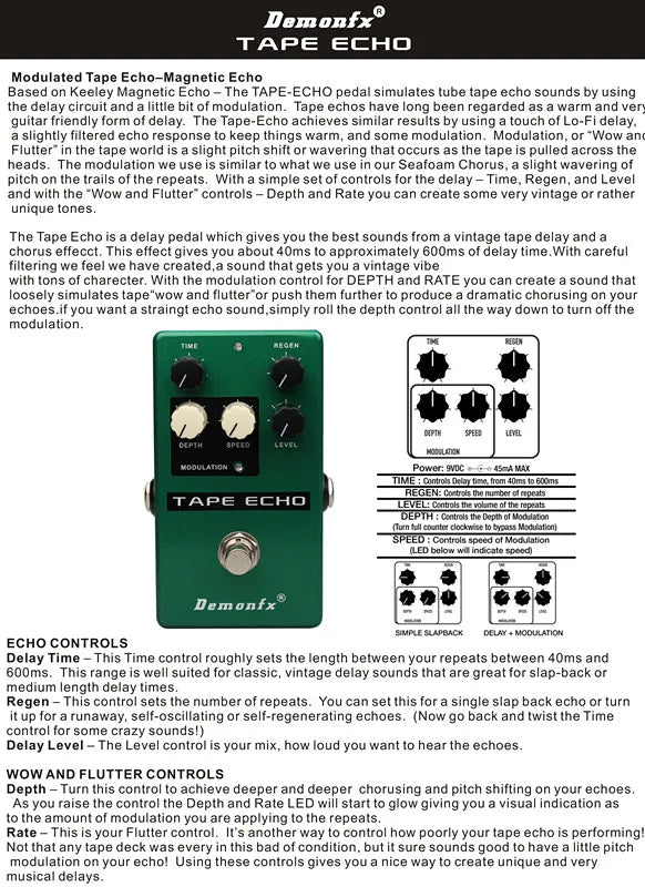 Demonfx Guitar Effect Pedal K-C At-Ds Freedman Be-Odx
