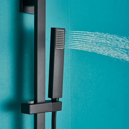 Rozin Matte Black Thermostatic Shower Faucet Wall Mount