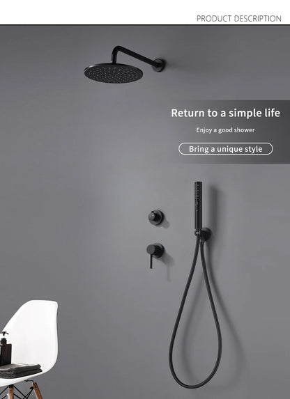 Bathroom Faucet Black Brass Built Installation Rain Shower