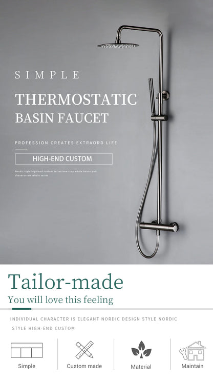 Thermostatic Shower Faucet Rain Head - 16 Inches