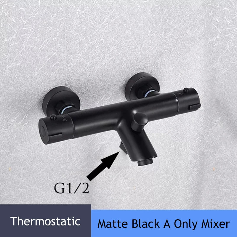Chrome Telephone Type Wall-Mounted Thermostatic Shower Faucet
