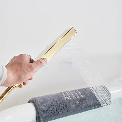 Shbshaimy Golden Floor Bathroom Bathtub Faucet Handshower Cold