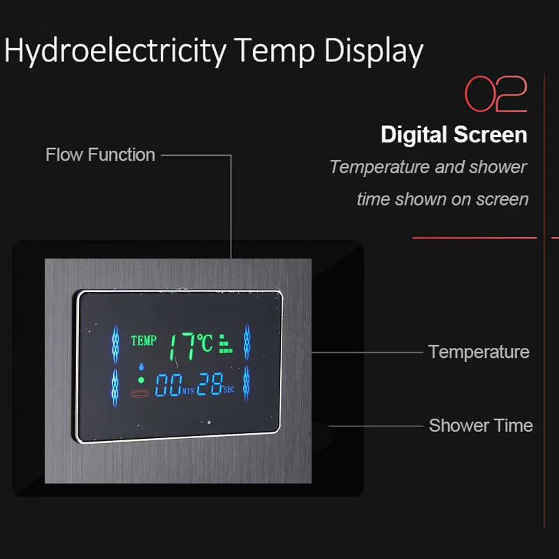 Black Nickel Led Shower Panel Six Functions Shower