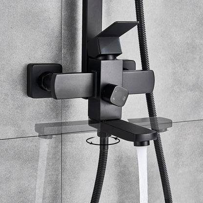 Uythner Bathroom Chrome/Black Shower Faucet Rotate Tub Spout