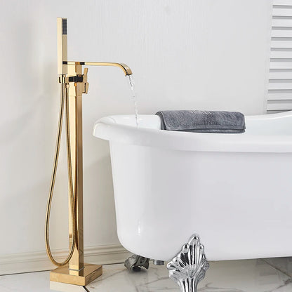 Shbshaimy Golden Floor Bathroom Bathtub Faucet Handshower Cold