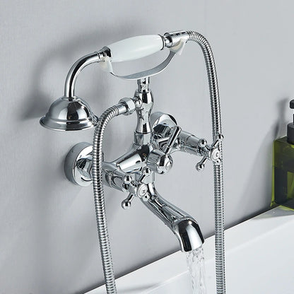 Rozin Retro Style Brass Bathtub Shower Faucet Dual
