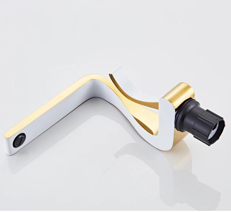 Luxury White Gold Bathroom Mixer Tap Brass Wash