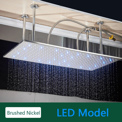 Rozin Led Matte Black Shower Head 40 80cm