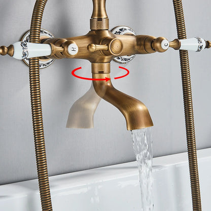 Rozin Retro Style Brass Bathtub Shower Faucet Dual