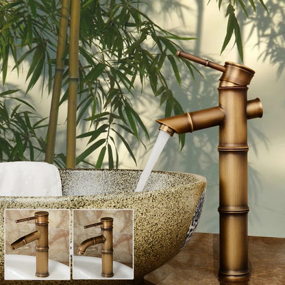 Bathroom Basin Faucet Antique Brass Bamboo Shape Faucet