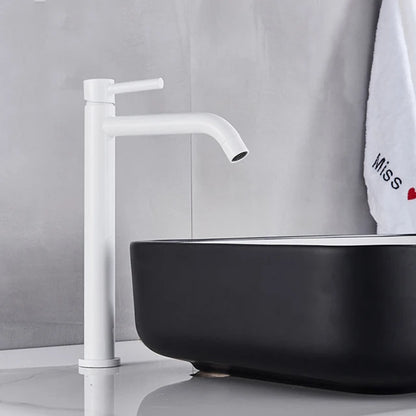 Tall Basin Sink Faucet Slim Black Chrome Bathroom