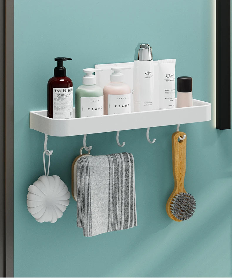 Black / White Bathroom Shelf Shampoo Holder Storage