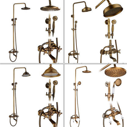 Rozin Brass Antique Bathroom Shower Faucet Wall Mount