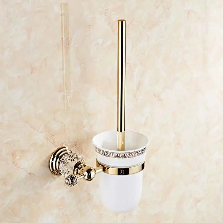 Brass Shower Shelf Toilet Paper Holder Silver Crystal