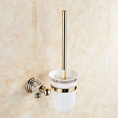 Brass Shower Shelf Toilet Paper Holder Silver Crystal