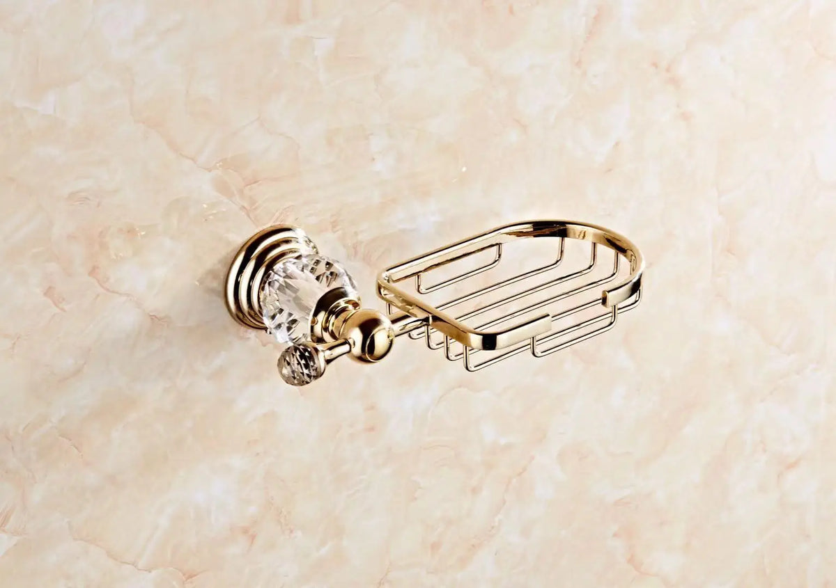 Brass Shower Shelf Toilet Paper Holder Silver Crystal
