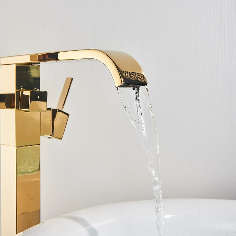 Shbshaimy Golden Floor Bathroom Bathtub Faucet Handshower Cold