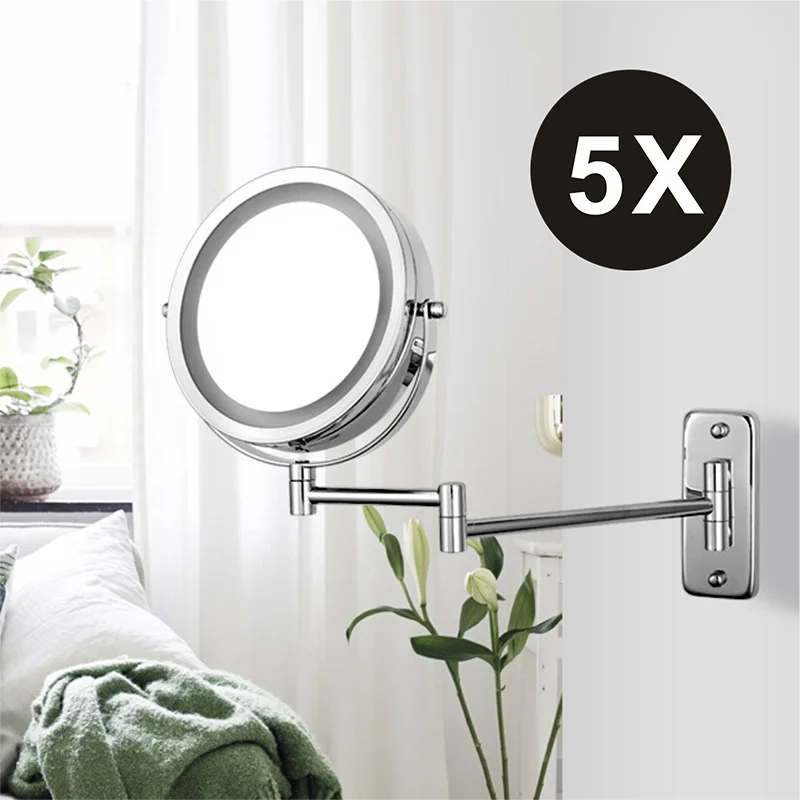 Folding Arm Extend Bathroom Mirror Led Light Inch