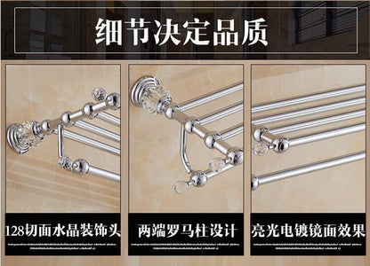 Brass Shower Shelf Toilet Paper Holder Silver Crystal
