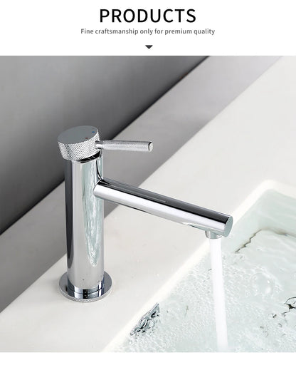Solid Brass Gold Basin Faucet Hole Handle Cold